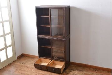 アンティーク家具　和製アンティーク　古い木製の重ね収納棚