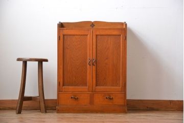 アンティーク家具　アンティーク　引き出し2杯付き小さな和風本箱