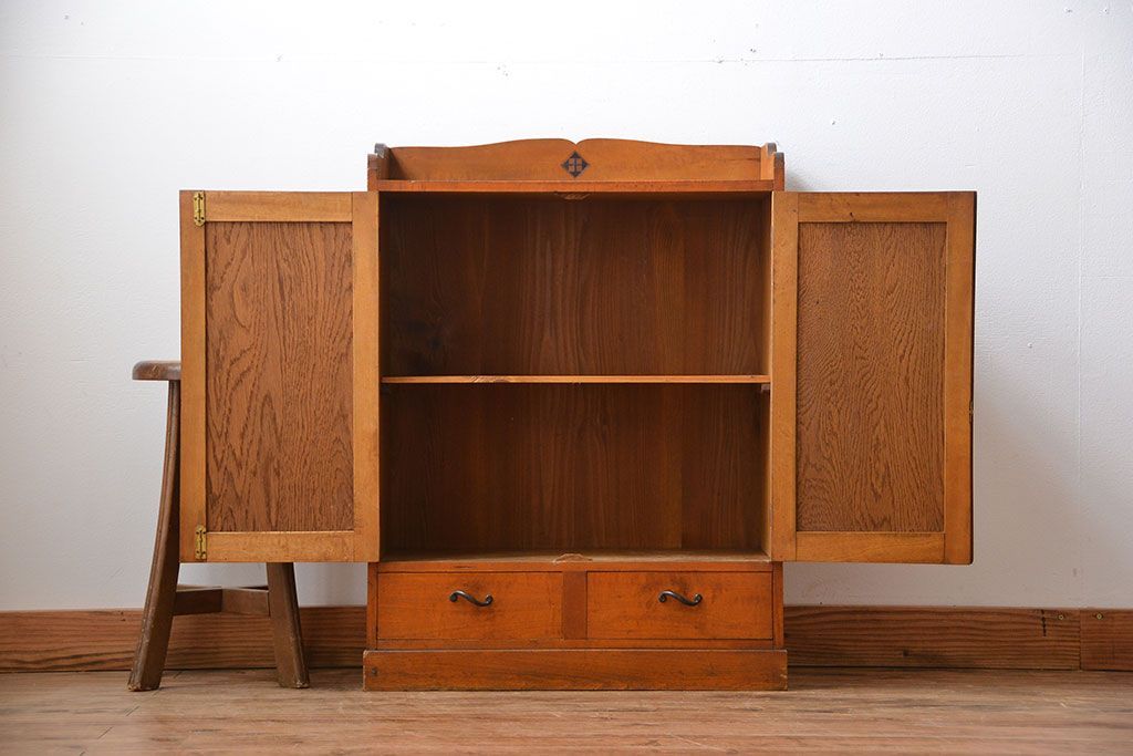 アンティーク家具　アンティーク　引き出し2杯付き小さな和風本箱