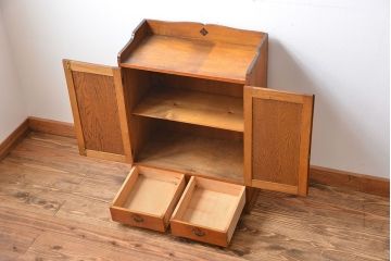 アンティーク家具　アンティーク　引き出し2杯付き小さな和風本箱