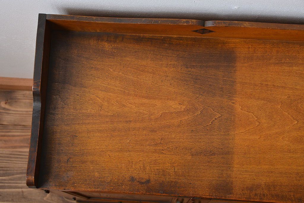 アンティーク家具　アンティーク　引き出し2杯付き小さな和風本箱