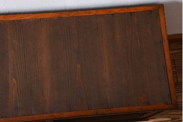 アンティーク家具　アンティーク　古い木製のガラス引き戸収納棚