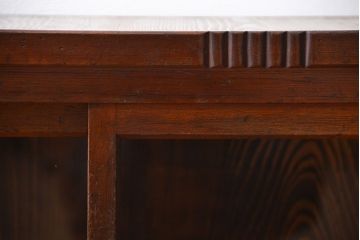 アンティーク家具　アンティーク　古い木製のガラス引き戸収納棚