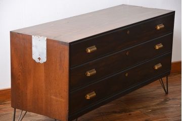 アンティーク家具　アンティーク　前面黒檀材!鉄脚付きローチェスト