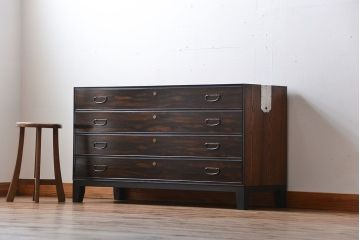 アンティーク家具　アンティーク　前面黒檀材!脚付きローチェスト