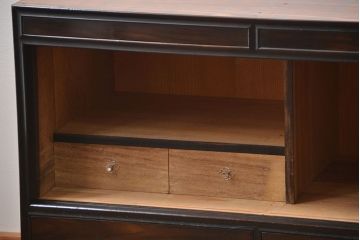 アンティーク家具　アンティーク　前面黒檀材!脚付きローボード