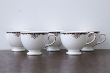アンティーク雑貨　ウェッジウッド・オズボーンカップ&ソーサー5客セット・スウィートプラムプレート