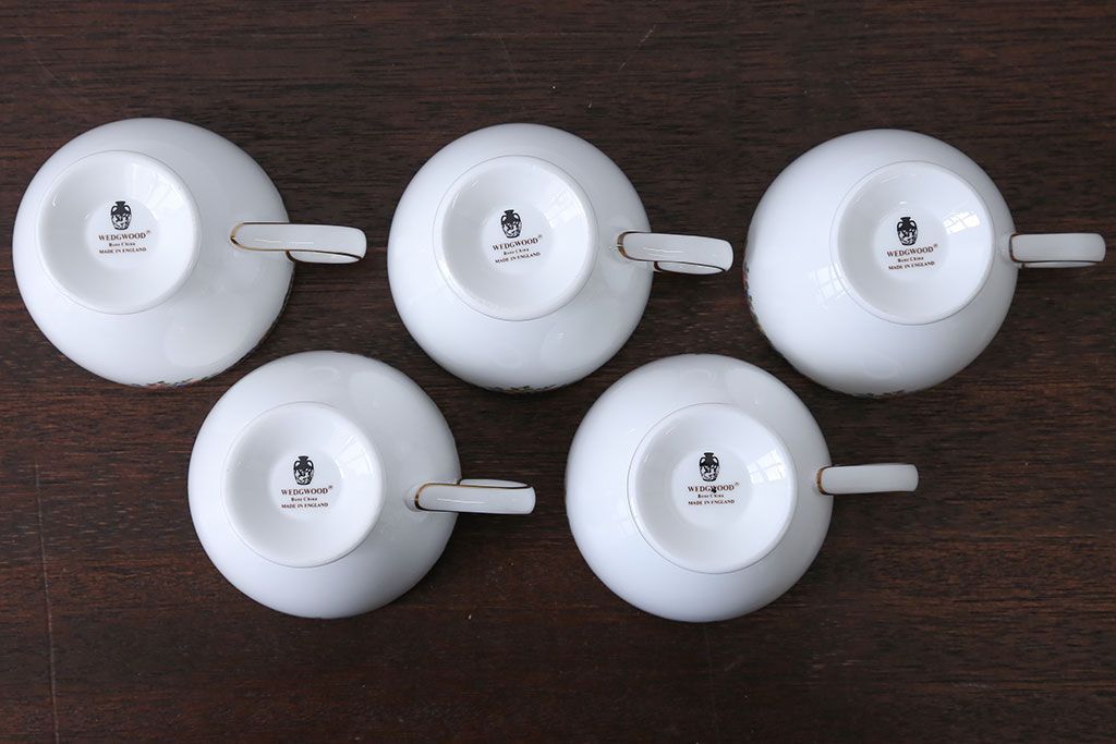 アンティーク雑貨　ウェッジウッド・オズボーンカップ&ソーサー5客セット・スウィートプラムプレート