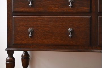 アンティーク家具　イギリスアンティーク　高級感あふれるオーク材のミラー付きサイドボード