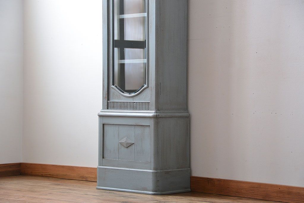 アンティーク家具　アンティークペイント　大きな古いホールクロック収納棚