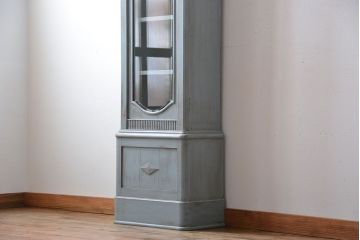 アンティーク家具　アンティークペイント　大きな古いホールクロック収納棚