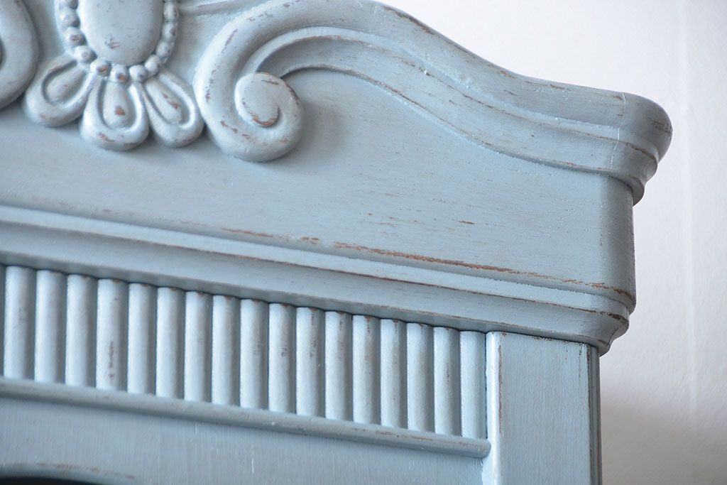 アンティーク家具　アンティークペイント　大きな古いホールクロック収納棚