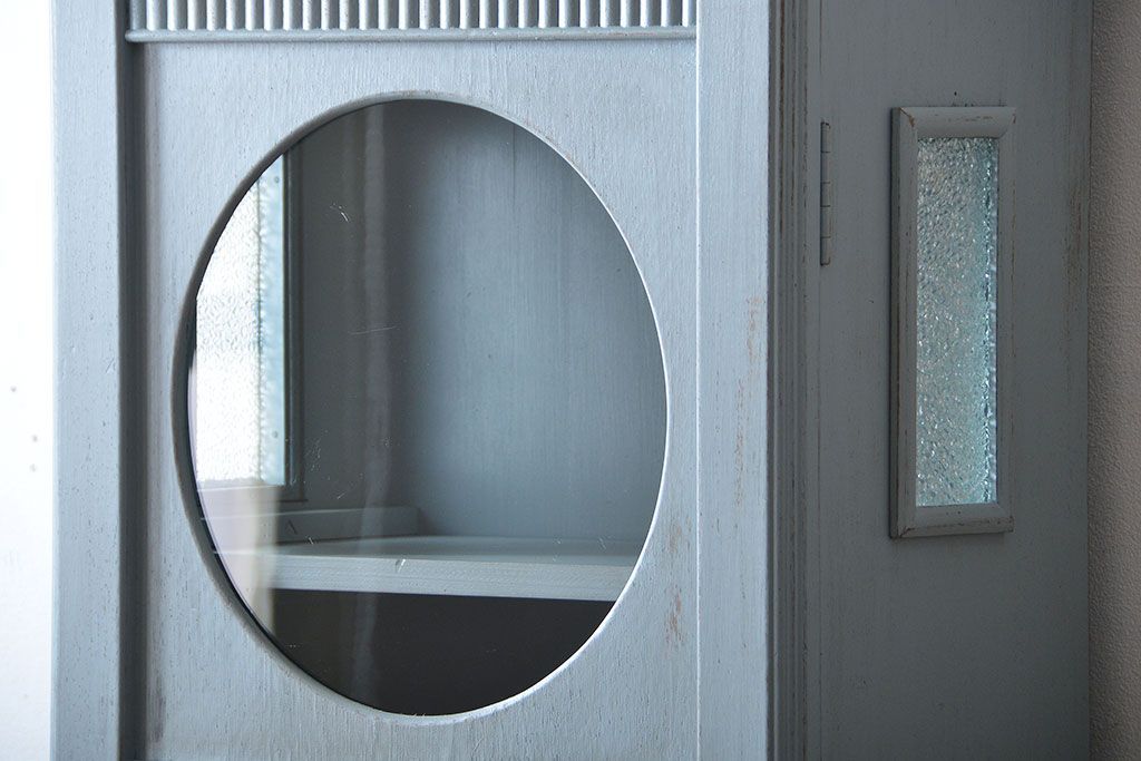 アンティーク家具　アンティークペイント　大きな古いホールクロック収納棚