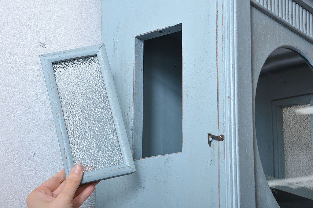 アンティーク家具　アンティークペイント　大きな古いホールクロック収納棚