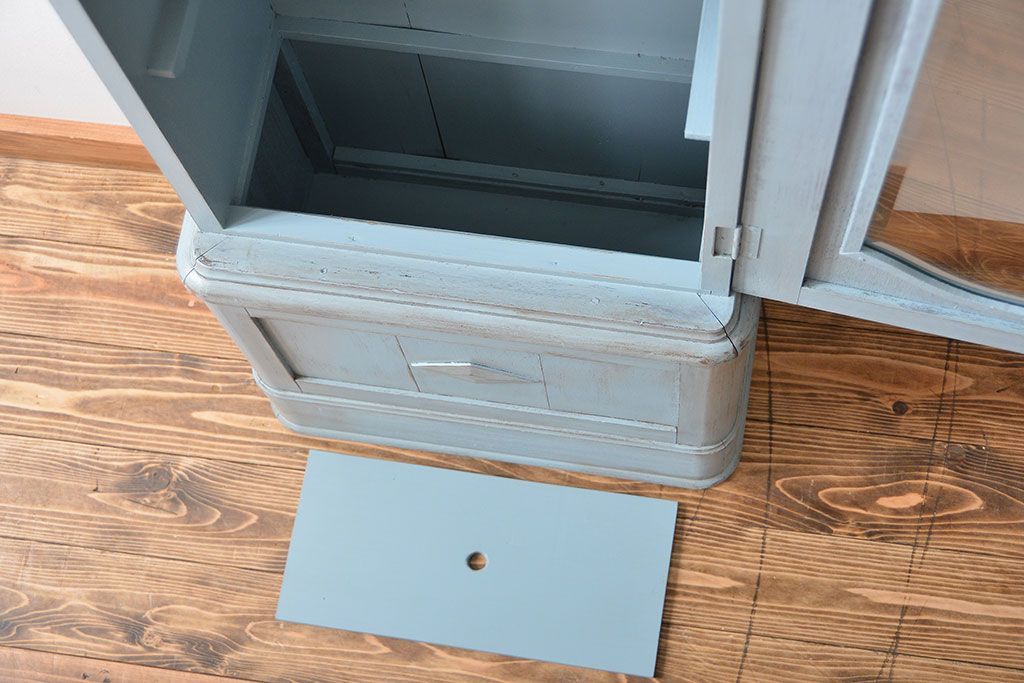 アンティーク家具　アンティークペイント　大きな古いホールクロック収納棚