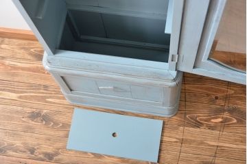 アンティーク家具　アンティークペイント　大きな古いホールクロック収納棚