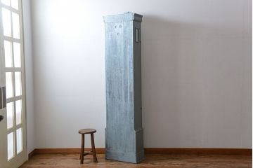 アンティーク家具　アンティークペイント　大きな古いホールクロック収納棚