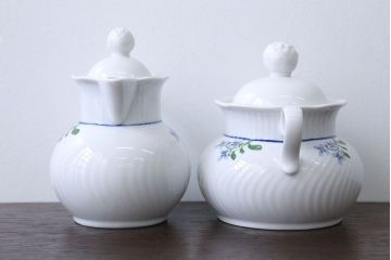 アンティーク雑貨　北欧　DANSK(ダンスク)ティーポット・シュガー・クリーマー・プレートセット