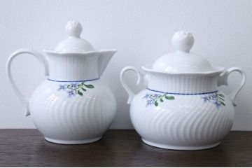 アンティーク雑貨　北欧　DANSK(ダンスク)ティーポット・シュガー・クリーマー・プレートセット