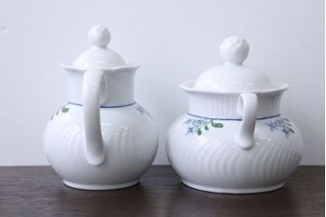 アンティーク雑貨　北欧　DANSK(ダンスク)ティーポット・シュガー・クリーマー・プレートセット