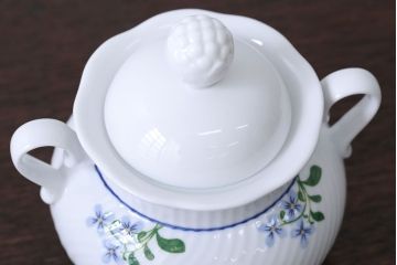 アンティーク雑貨　北欧　DANSK(ダンスク)ティーポット・シュガー・クリーマー・プレートセット