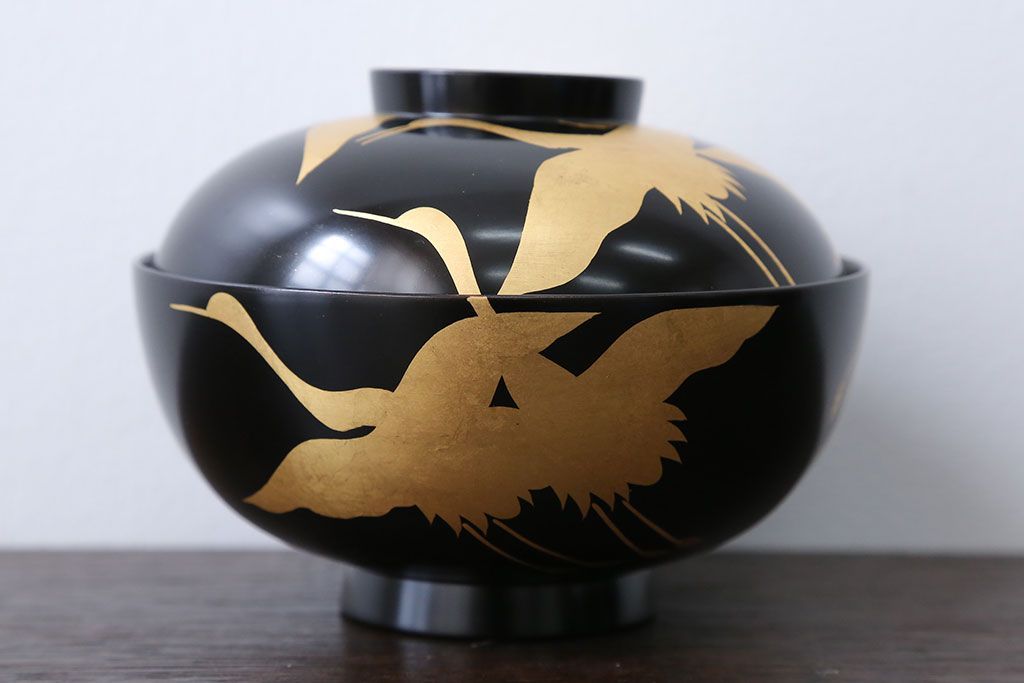 アンティーク雑貨　瑾斎作 金蒔絵木製お椀 5客