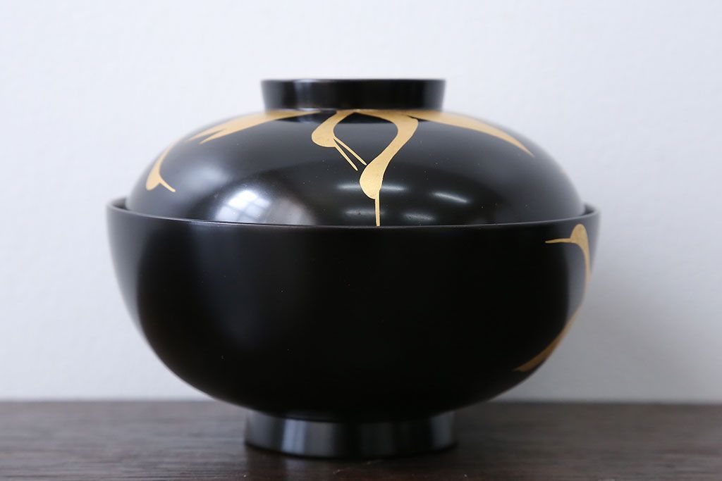 アンティーク雑貨　瑾斎作 金蒔絵木製お椀 5客