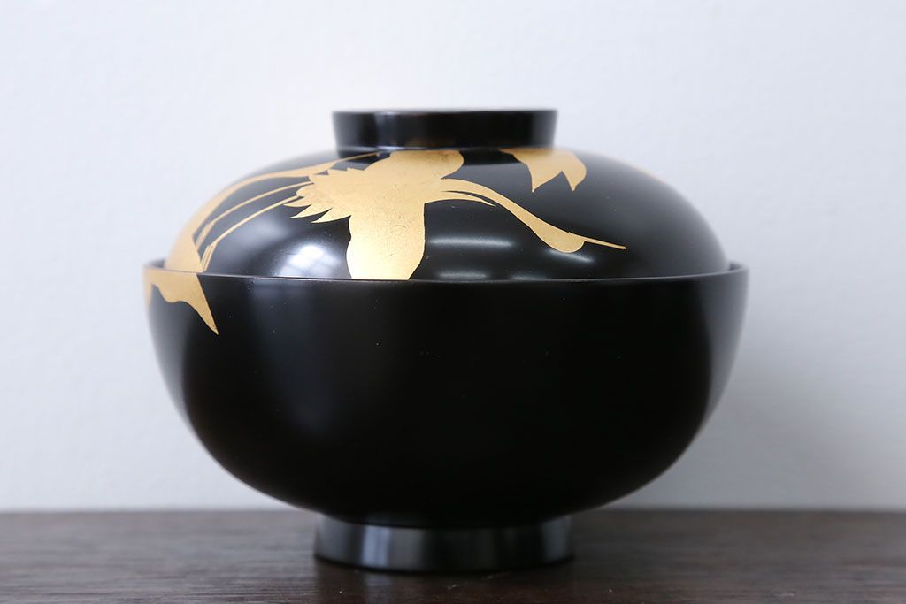 アンティーク雑貨　瑾斎作 金蒔絵木製お椀 5客