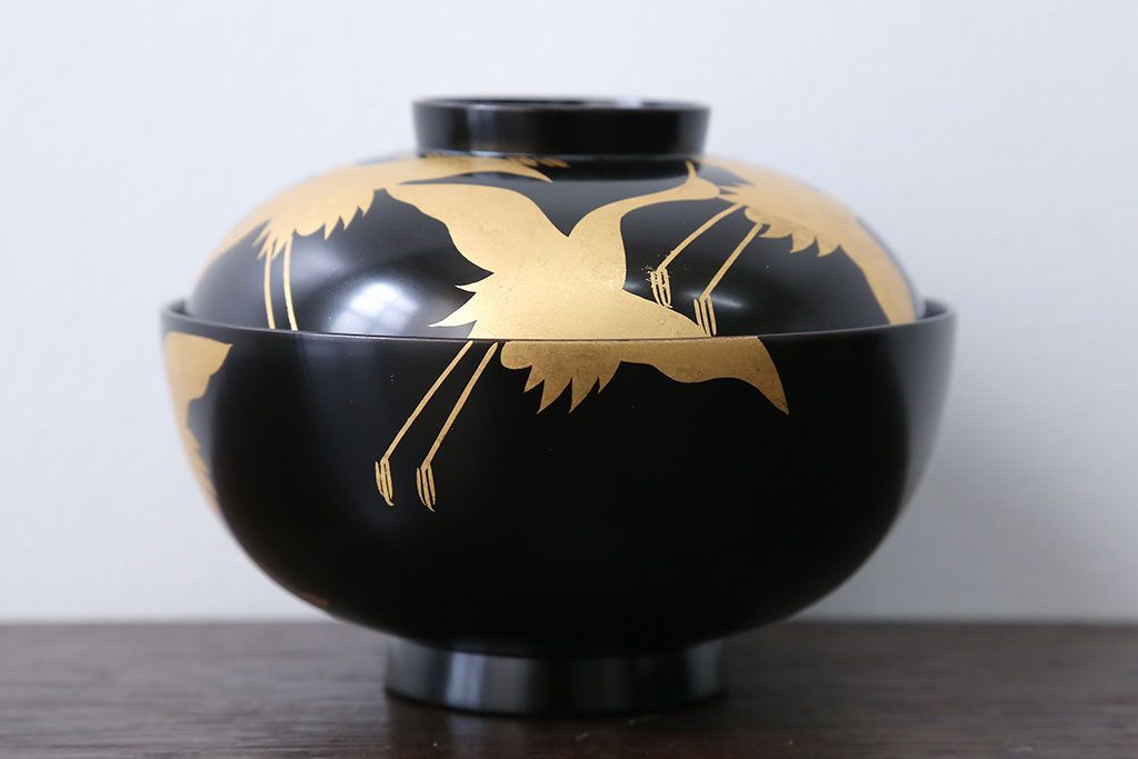 アンティーク雑貨　瑾斎作 金蒔絵木製お椀 5客