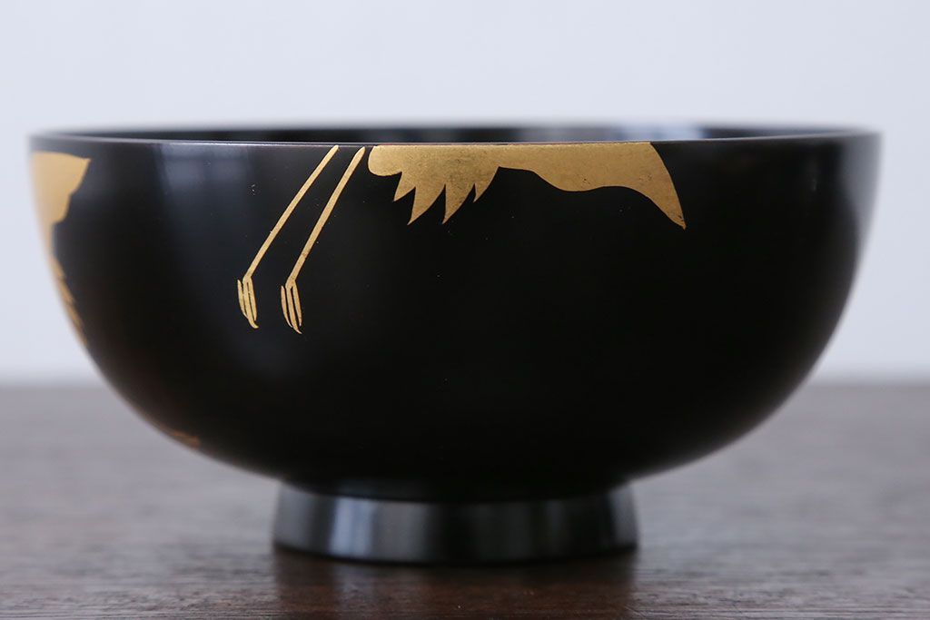 アンティーク雑貨　瑾斎作 金蒔絵木製お椀 5客