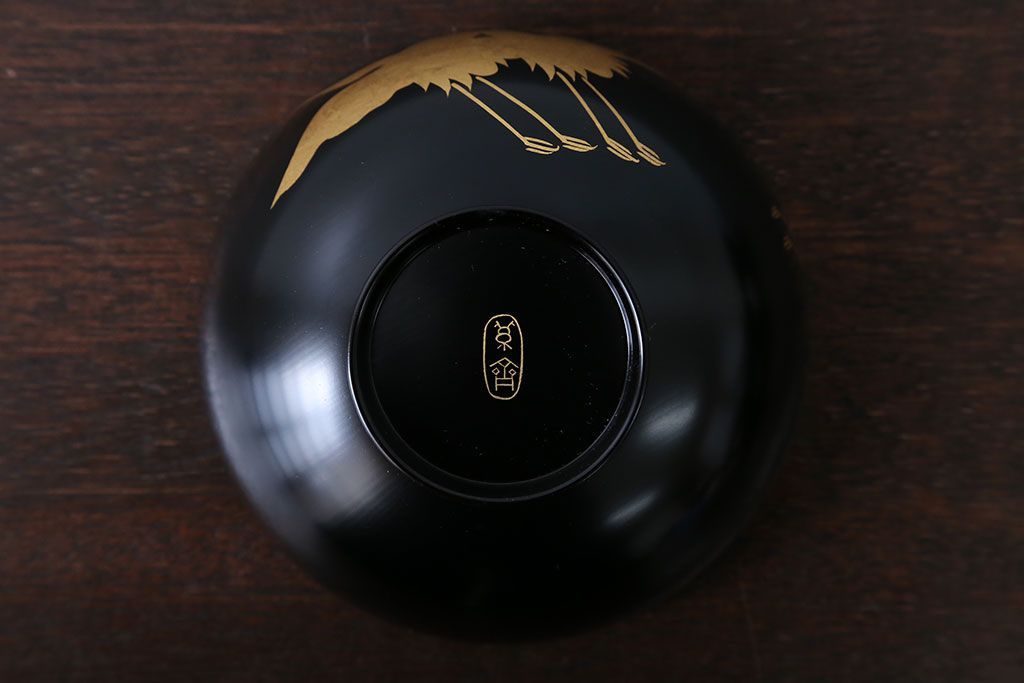 アンティーク雑貨　瑾斎作 金蒔絵木製お椀 5客