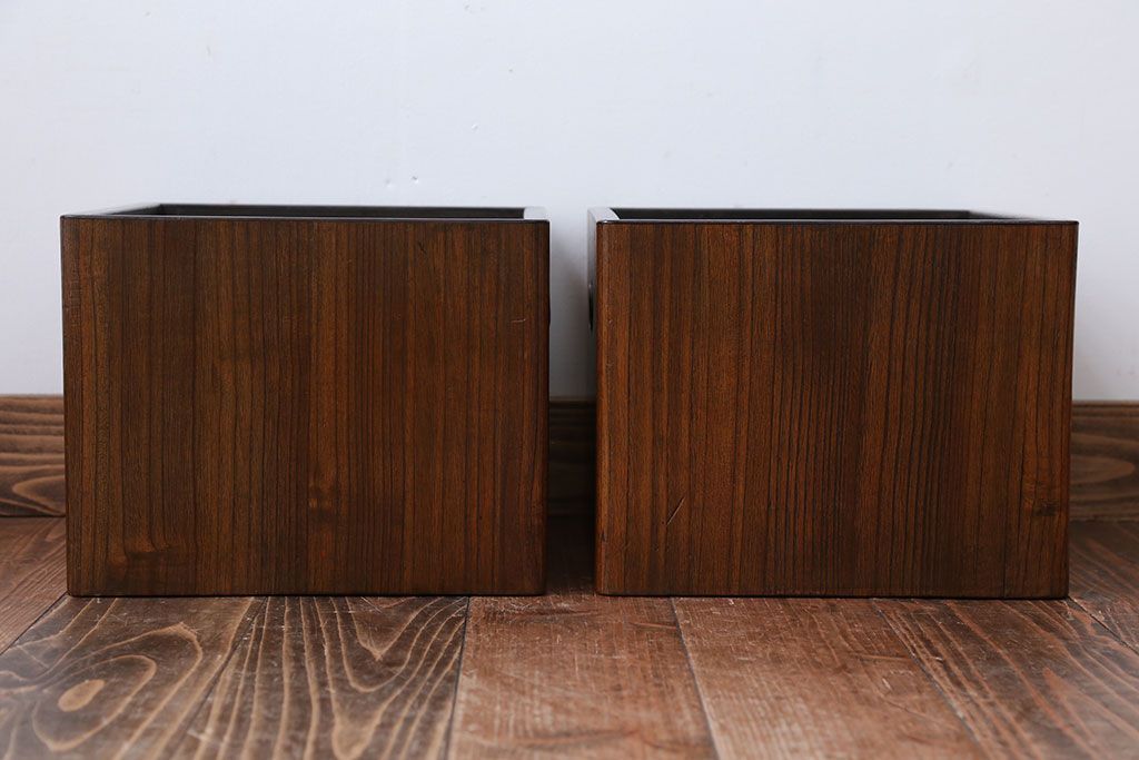 アンティーク雑貨　アンティーク　古い桐材の角火鉢2つセット