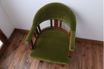 レトロ家具　アンティーク　レトロでおしゃれな古いナラ材の回転椅子