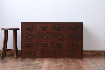 アンティーク家具　古民具・骨董　前面欅材の高級薬箪笥