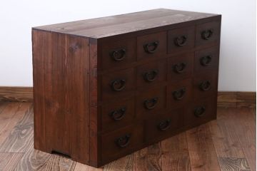 アンティーク家具　古民具・骨董　前面欅材の高級薬箪笥