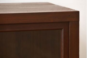 アンティーク家具　アンティーク　古い木製の変わり型引き戸収納棚