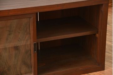 アンティーク家具　アンティーク　古い木製の変わり型引き戸収納棚