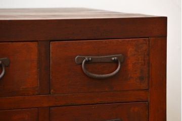 アンティーク家具　アンティーク　引き出し8杯付き!引き戸収納棚(薬箪笥)