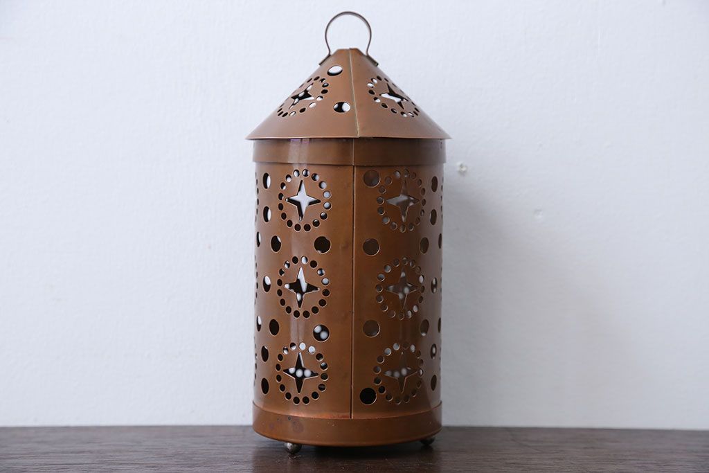 アンティーク雑貨　北欧ビンテージ　古い銅製のかわいいキャンドルシェード