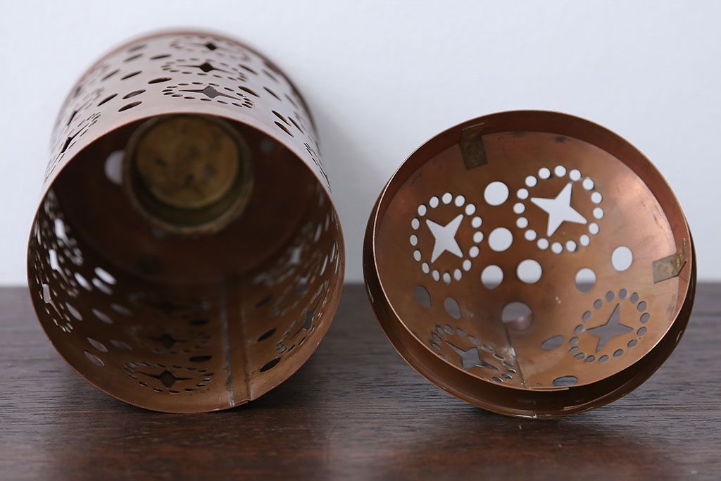 アンティーク雑貨　北欧ビンテージ　古い銅製のかわいいキャンドルシェード