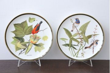 アンティーク雑貨　Franklin Pocelain(フランクリン・ポーセリン)世界の鳴き鳥シリーズ　飾皿12枚セット(1枚あたり定価17500円)