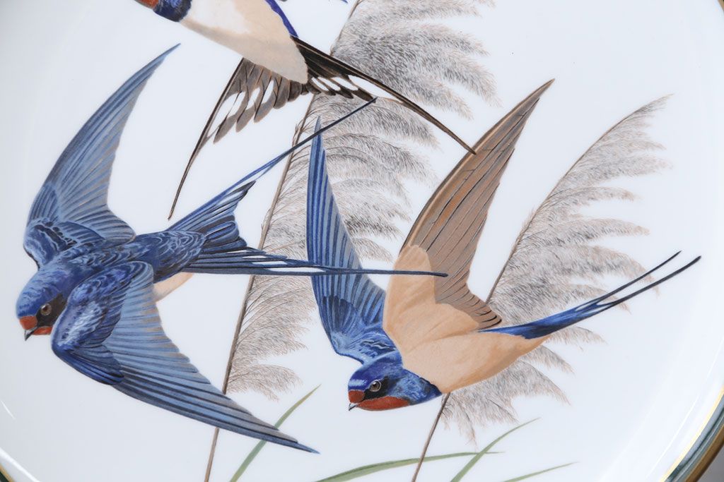 アンティーク雑貨　Franklin Pocelain(フランクリン・ポーセリン)世界の鳴き鳥シリーズ　飾皿12枚セット(1枚あたり定価17500円)