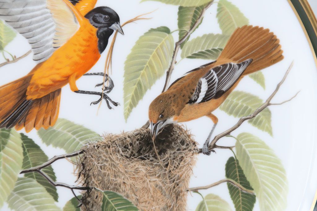 アンティーク雑貨　Franklin Pocelain(フランクリン・ポーセリン)世界の鳴き鳥シリーズ　飾皿12枚セット(1枚あたり定価17500円)