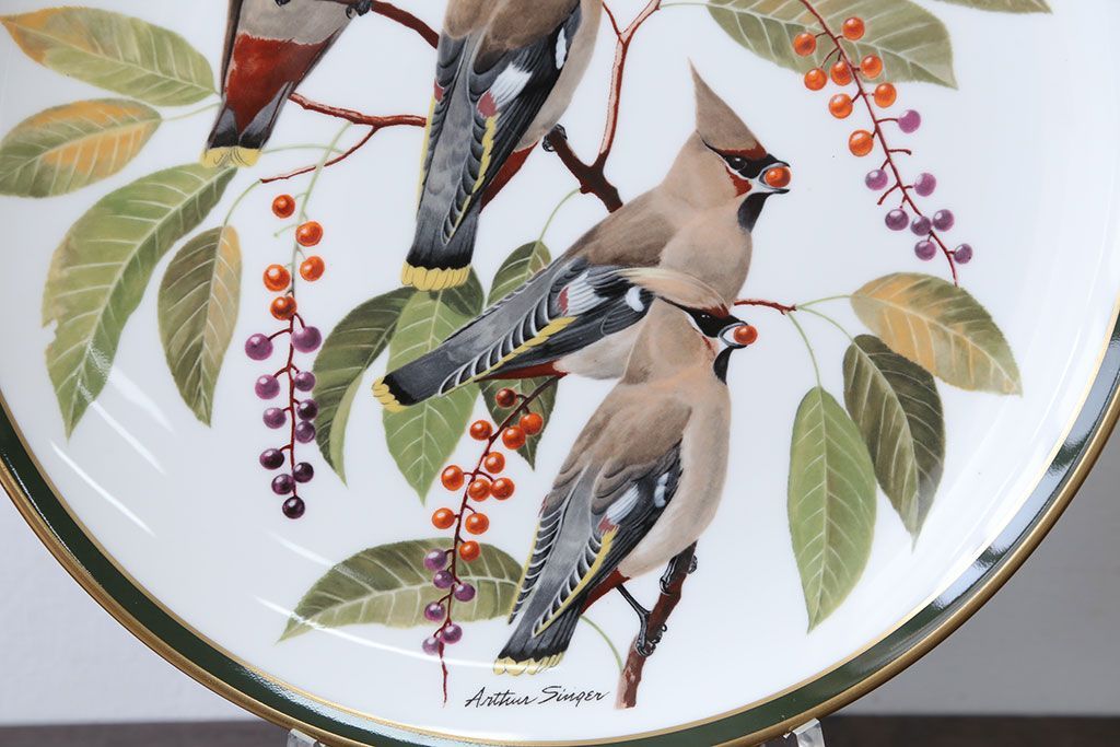 アンティーク雑貨　Franklin Pocelain(フランクリン・ポーセリン)世界の鳴き鳥シリーズ　飾皿12枚セット(1枚あたり定価17500円)