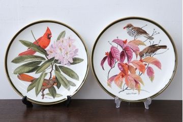 アンティーク雑貨　Franklin Pocelain(フランクリン・ポーセリン)世界の鳴き鳥シリーズ　飾皿12枚セット(1枚あたり定価17500円)