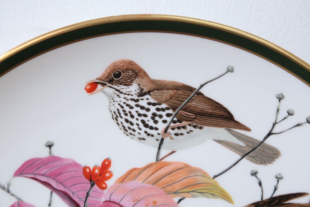 アンティーク雑貨　Franklin Pocelain(フランクリン・ポーセリン)世界の鳴き鳥シリーズ　飾皿12枚セット(1枚あたり定価17500円)