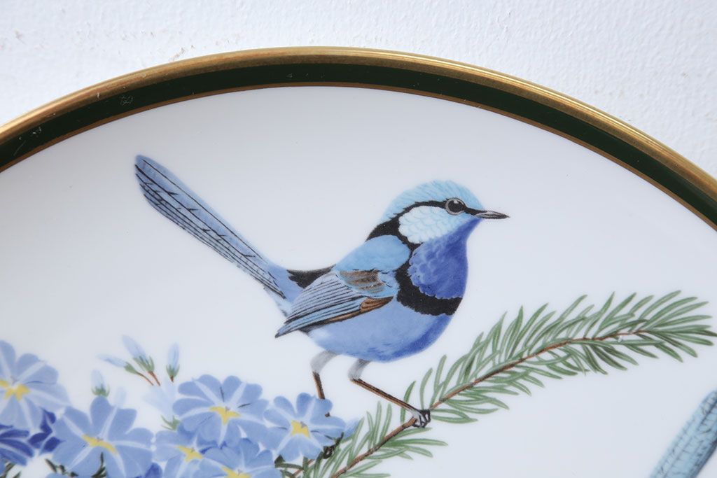 アンティーク雑貨　Franklin Pocelain(フランクリン・ポーセリン)世界の鳴き鳥シリーズ　飾皿12枚セット(1枚あたり定価17500円)