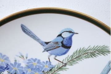 アンティーク雑貨　Franklin Pocelain(フランクリン・ポーセリン)世界の鳴き鳥シリーズ　飾皿12枚セット(1枚あたり定価17500円)