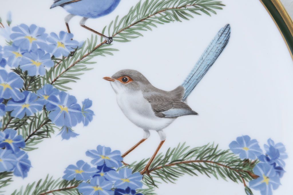 アンティーク雑貨　Franklin Pocelain(フランクリン・ポーセリン)世界の鳴き鳥シリーズ　飾皿12枚セット(1枚あたり定価17500円)