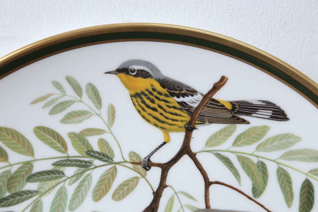 アンティーク雑貨　Franklin Pocelain(フランクリン・ポーセリン)世界の鳴き鳥シリーズ　飾皿12枚セット(1枚あたり定価17500円)